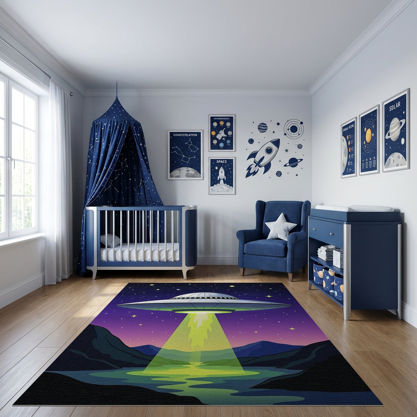 Starry UFO Glowing Beam Rug
