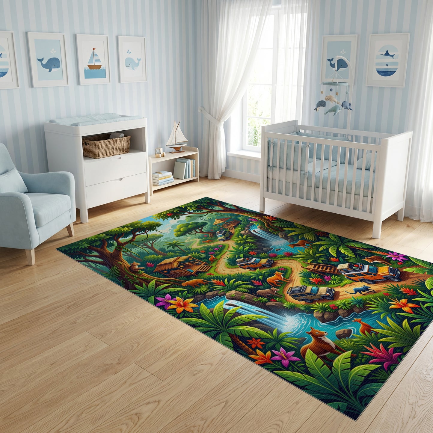 Vibrant Lush Jungle Safari Adventure Rug