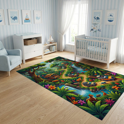 Vibrant Lush Jungle Safari Adventure Rug