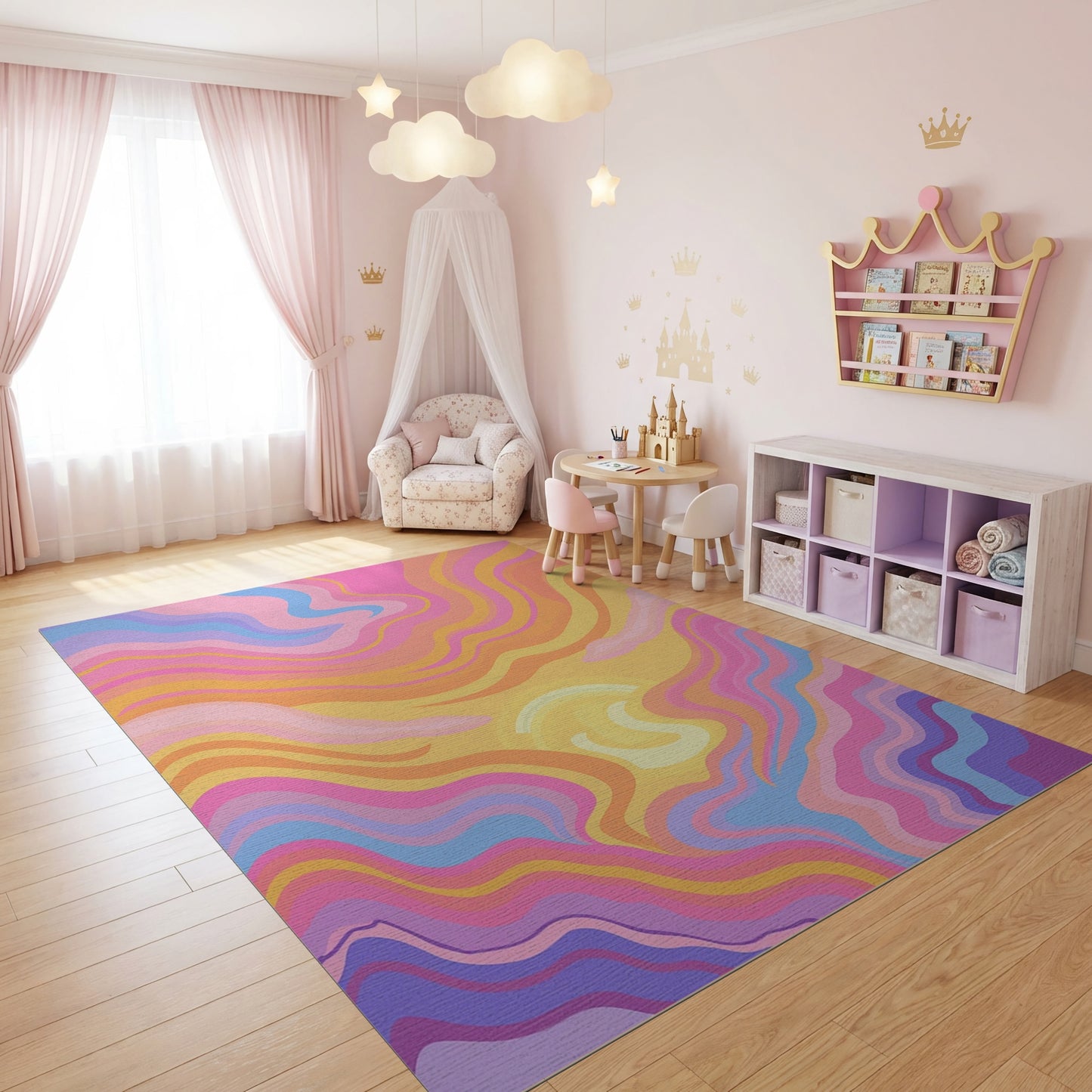 Vibrant Wavy Multicolor Sun Rug
