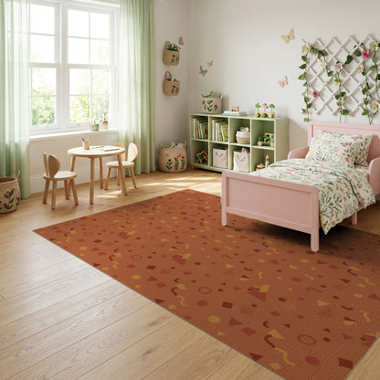 Burnt Orange Abstract Geometric Shapes Rug