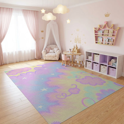 Dreamy Pastel Fluffy Clouds Stars Rug