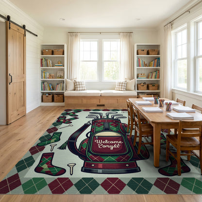 Whimsical Argyle Golf Bag Socks Rug