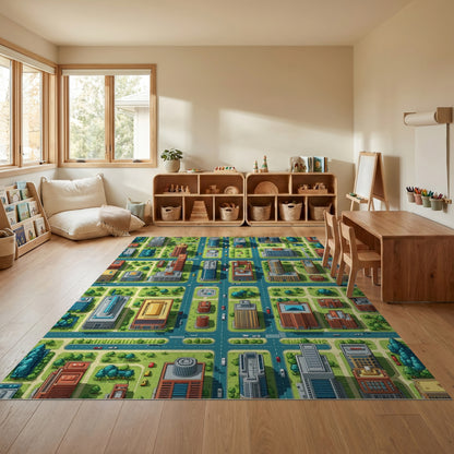 Vibrant Isometric City Grid Rug