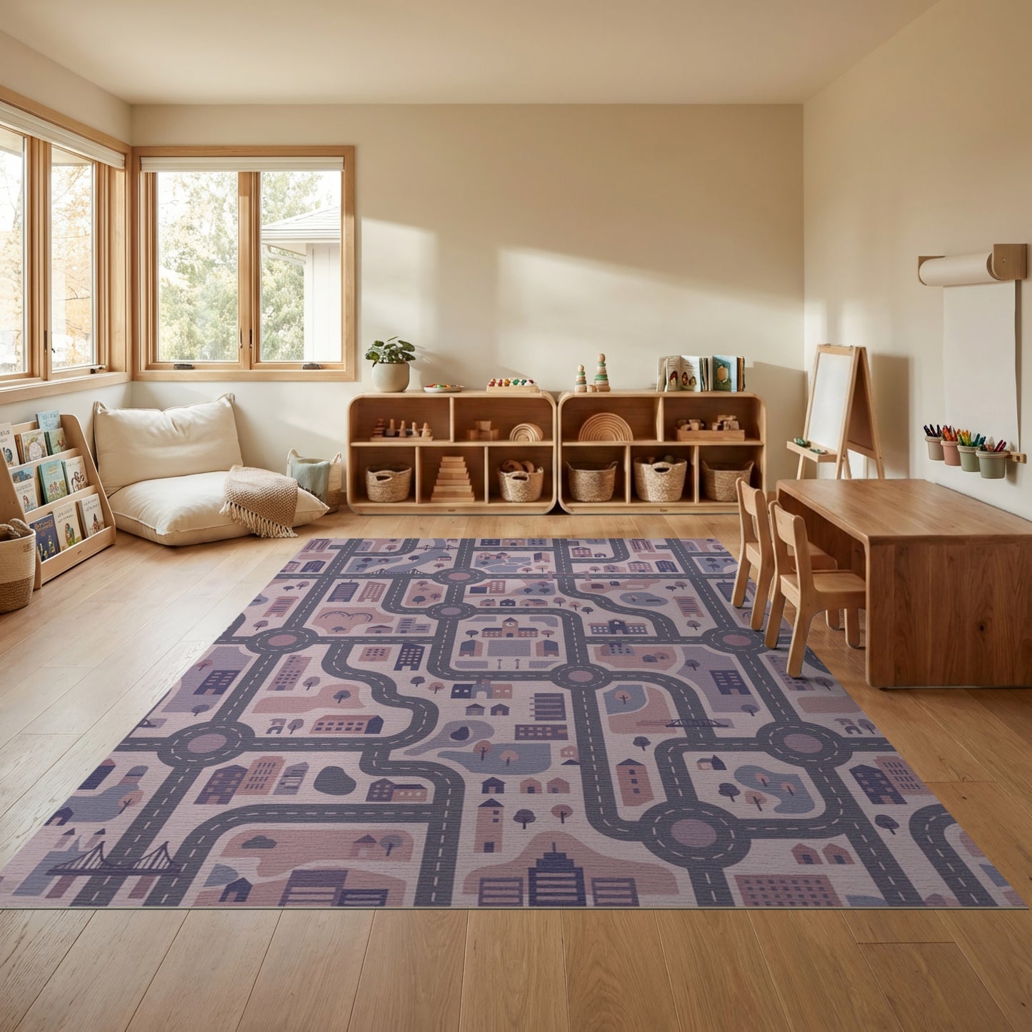 Purple City Street Grid Rug