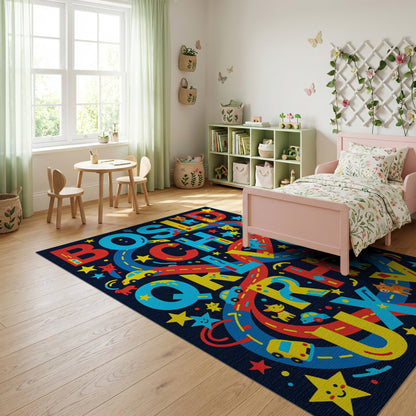 Vibrant Playful Alphabet Cars Animals Rug