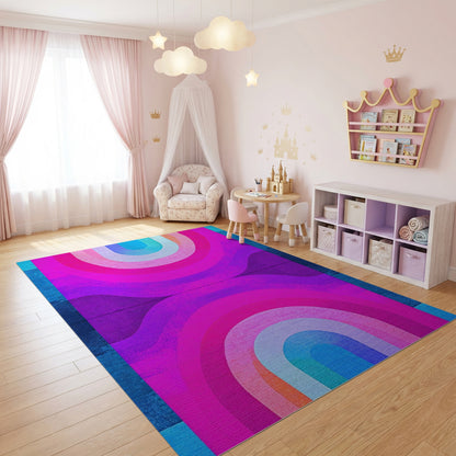 Vibrant Retro Concentric Arches Rug