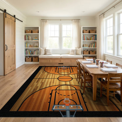Basketball Court Hardwood Hoops Rug