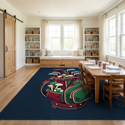 Whimsical Red Green Golf Bag Rug