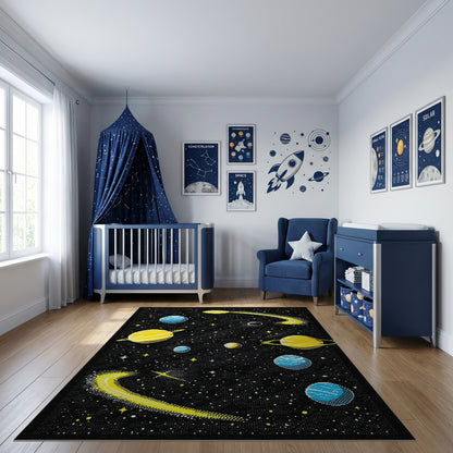 Retro Pixel Cosmic Planets Rug