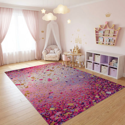 Sparkling Pink Purple Gold Confetti Rug