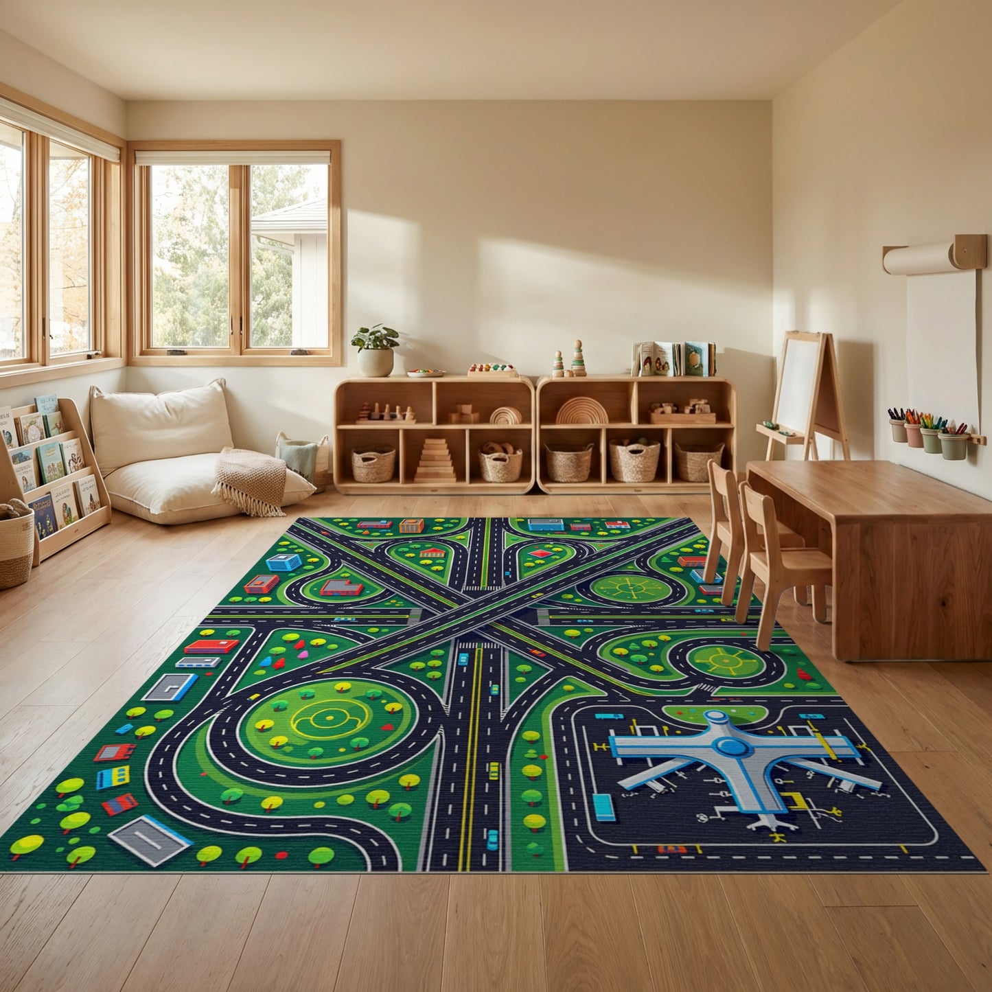 Vibrant City Roads Airport Rug