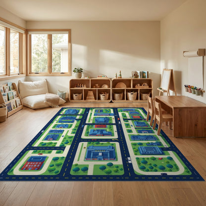 Whimsical City Streets Map Rug