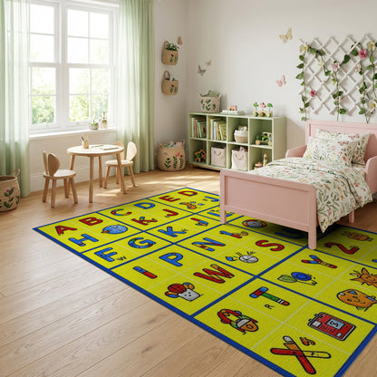 Colorful Playful Alphabet Cartoon Rug
