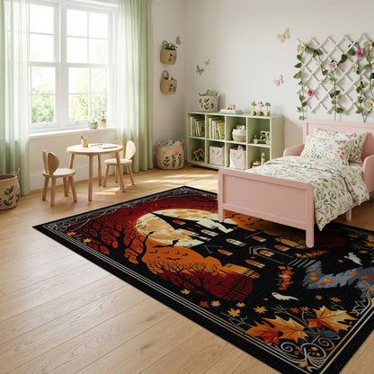 Gothic Haunted Castle Ghosts Bats Rug