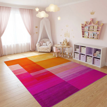 Vibrant Striped Color Block Modern Rug