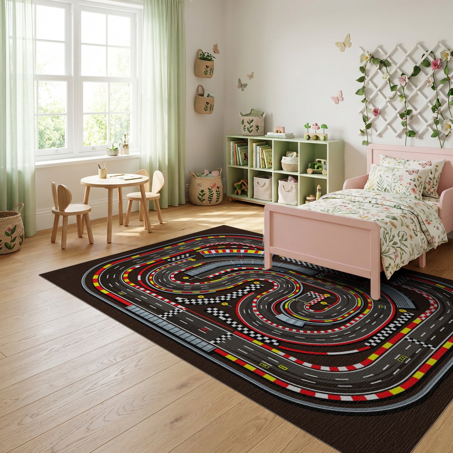 Dynamic Racing Circuit Checkered Curves Rug