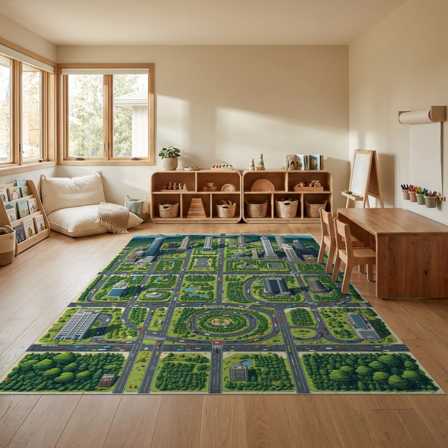 Vibrant Aerial City Grid Rug