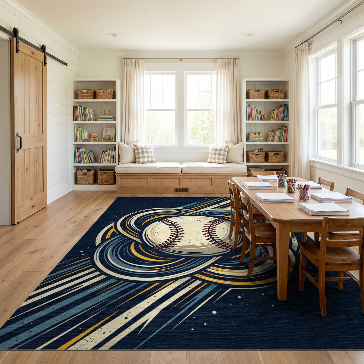 Navy Teal Braided Baseball Knot Rug