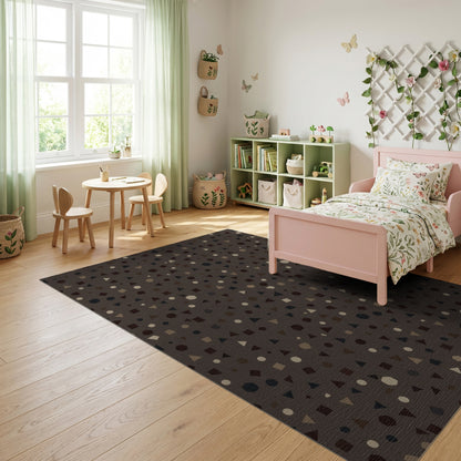 Earthy Scattered Geometric Shapes Rug