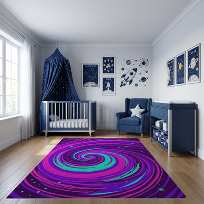 Psychedelic Pink Purple Teal Swirl Rug