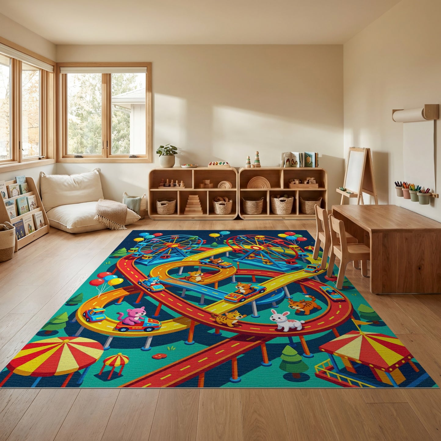 Colorful Carnival Animals Racing Rug