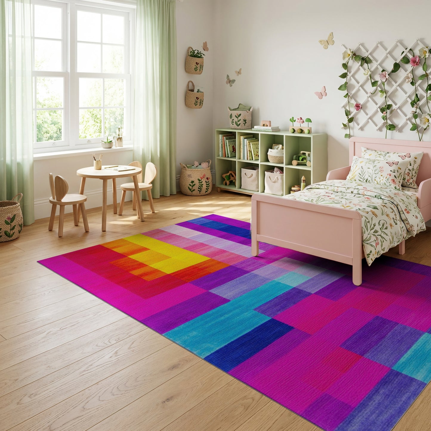 Vibrant Geometric Color Blocks Rug