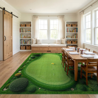 Whimsical Lush Green Golf Course Rug