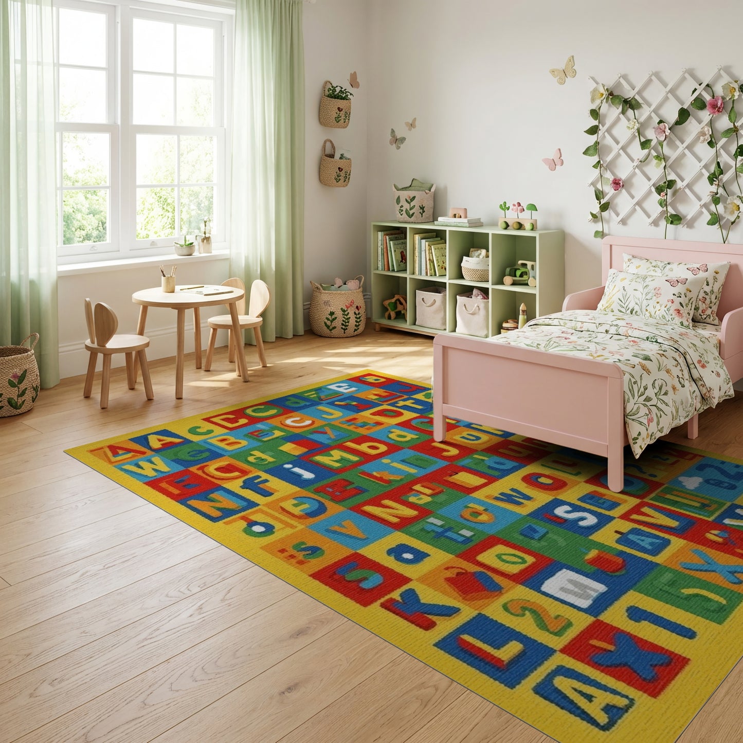 Playful Colorful Alphabet Numbers Rug