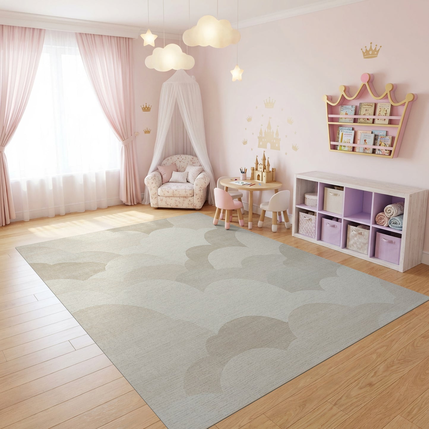 Soft Layered Clouds Beige Tones Rug