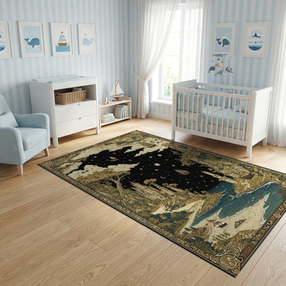 Ornate Starry Fantasy Castles Ships Rug
