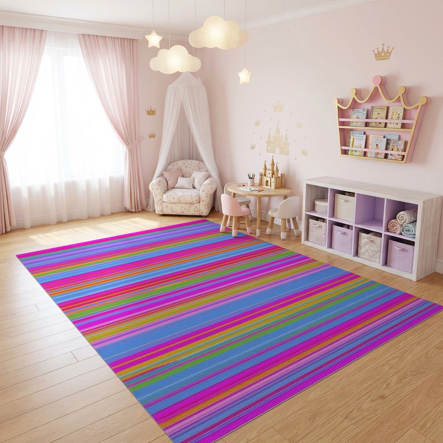 Vibrant Multicolor Horizontal Stripes Rug