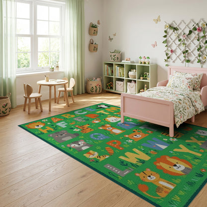 Colorful Jungle Alphabet Animals Rug