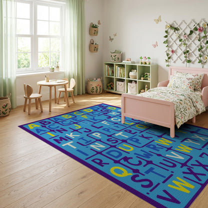 Vibrant Multicolor Alphabet Grid Rug