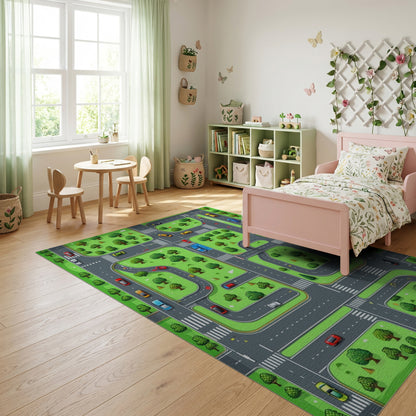 Playful City Road Map Rug