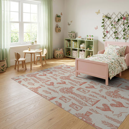 Rustic Windmill Rooster Wheat Farm Rug