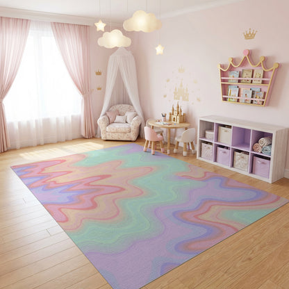 Pastel Wavy Fluid Gradient Rug