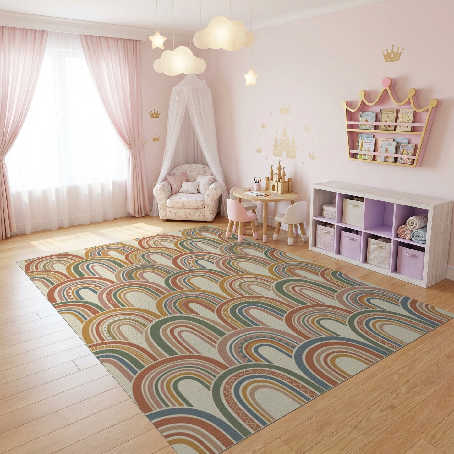 Boho Overlapping Multicolor Arches Rug