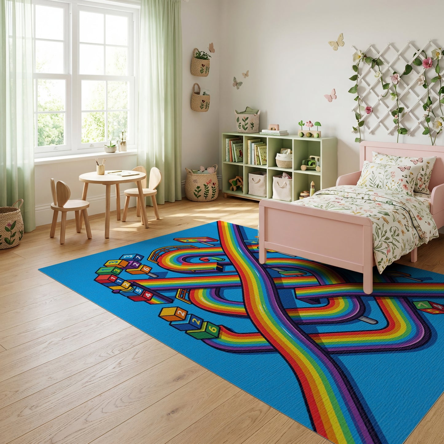 Isometric Rainbow Numbered Track Rug