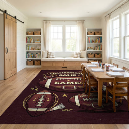 Retro Maroon Gold Football Championship Rug