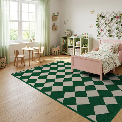 Emerald Green Ivory Harlequin Rug
