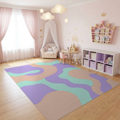 Modern Lavender Peach Mint Wavy Rug