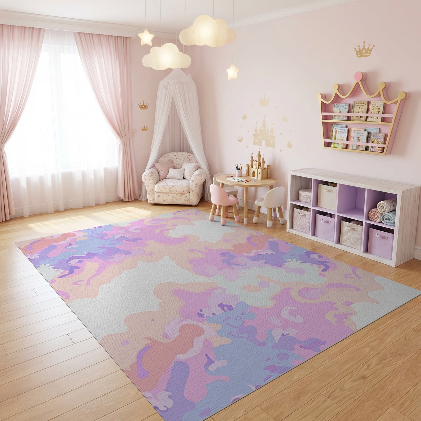 Soft Pastel Organic Cloud Shapes Rug
