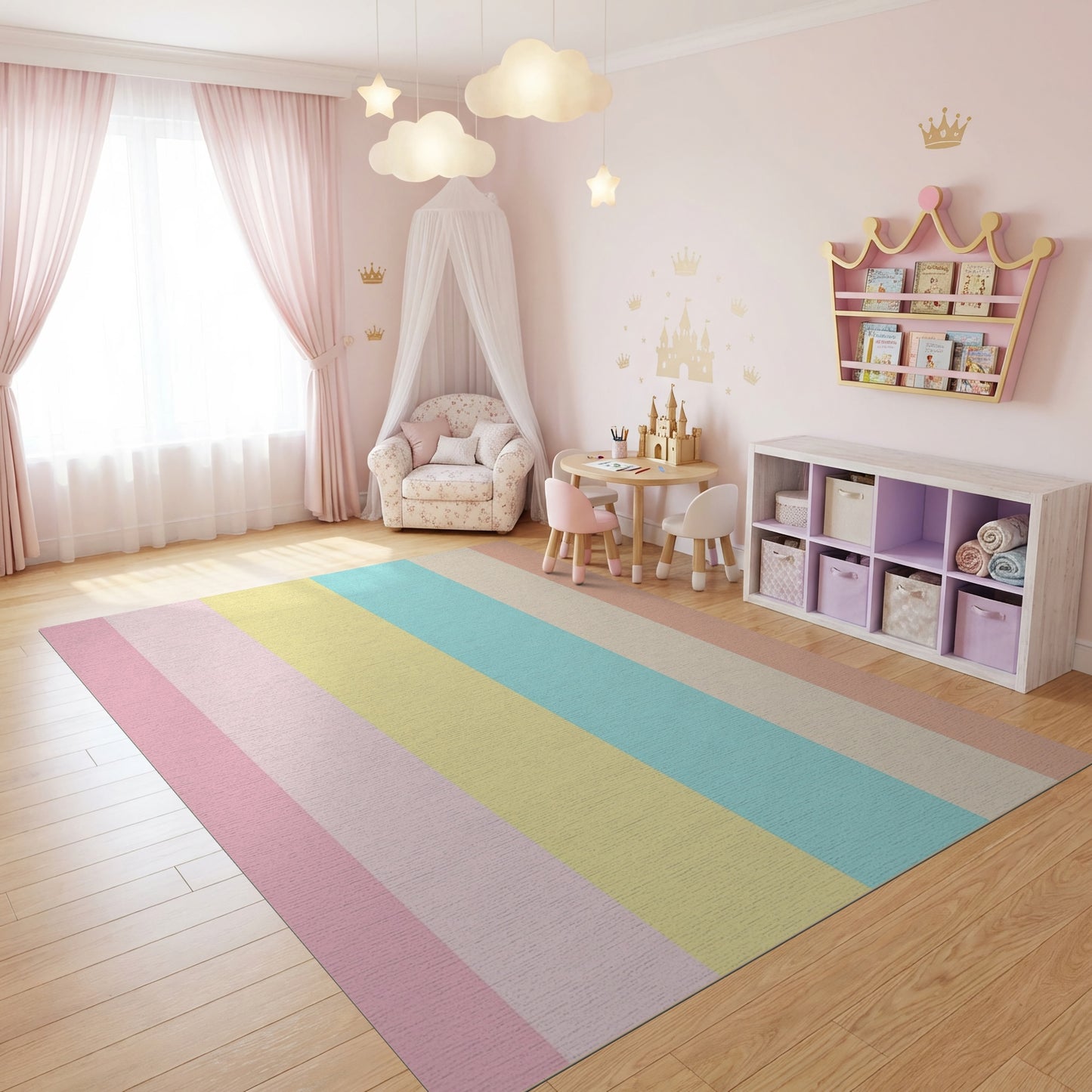 Soft Pastel Vertical Stripes Rug