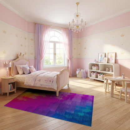 Vibrant Multicolor Brushstroke Striped Rug