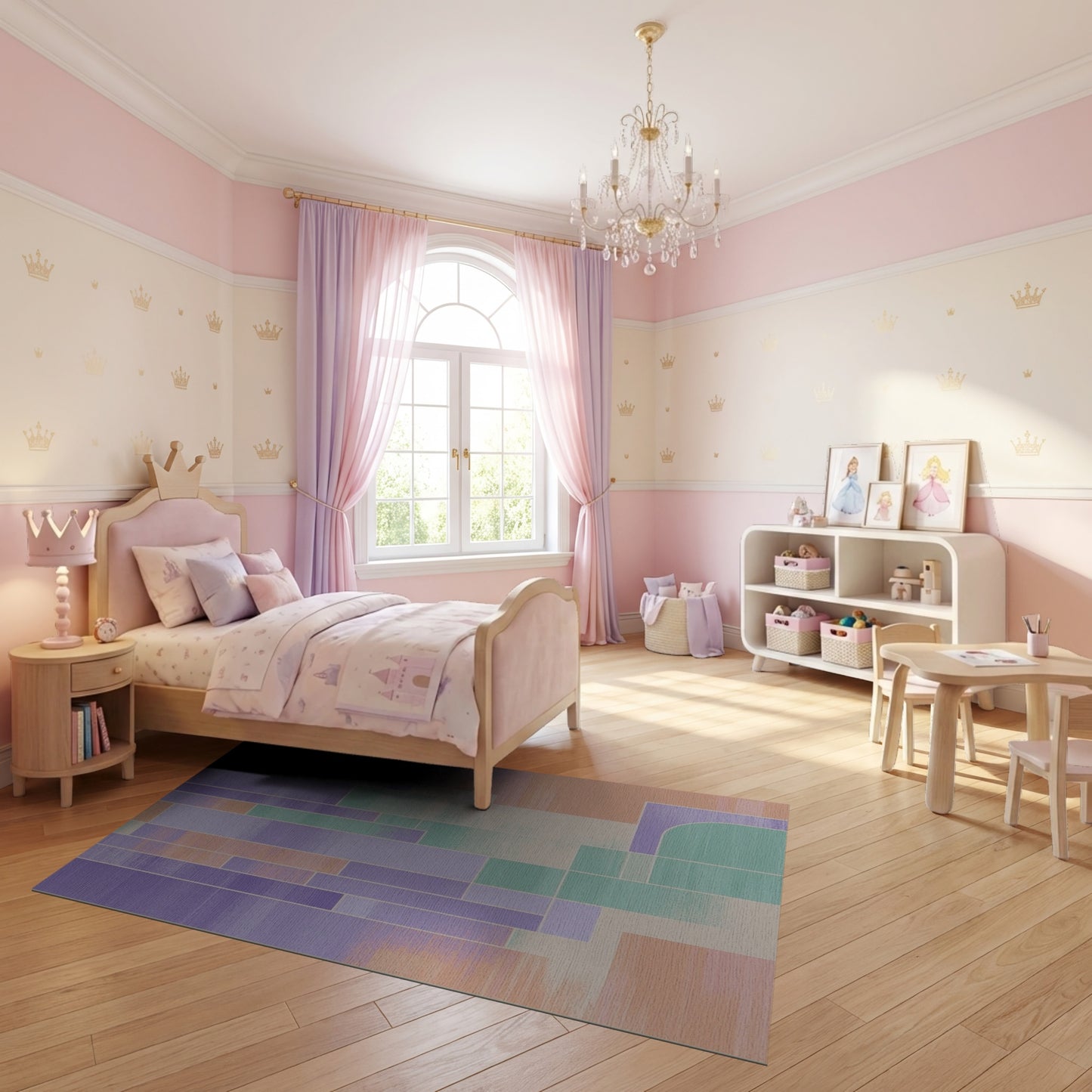 Modern Purple Orange Green Geometric Rug