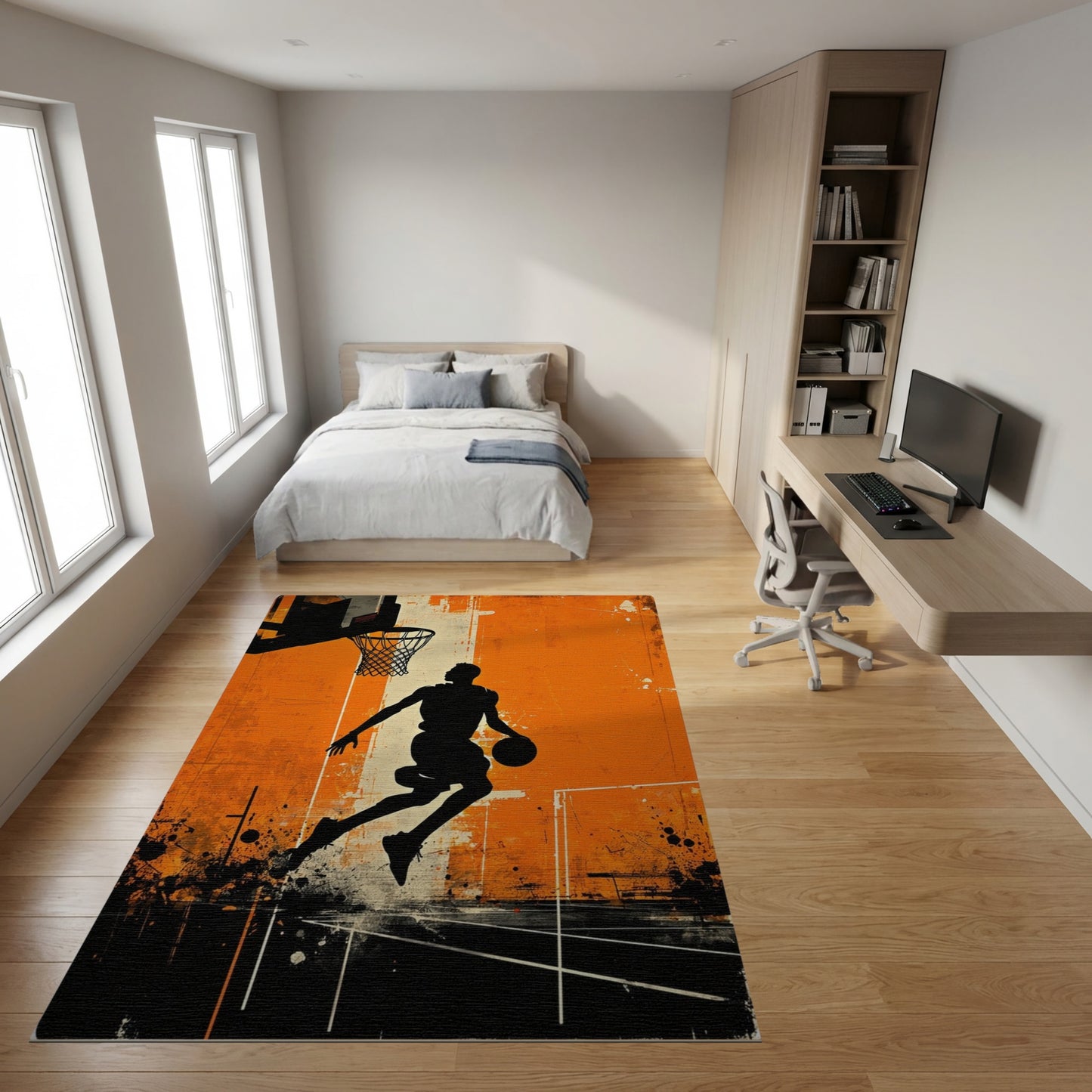 Distressed Orange Dunk Silhouette Rug