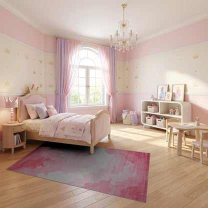 Dreamy Pink and White Clouds Rug