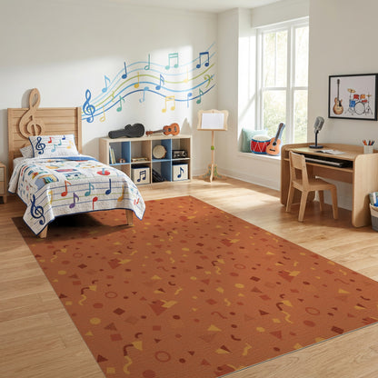 Burnt Orange Abstract Geometric Shapes Rug