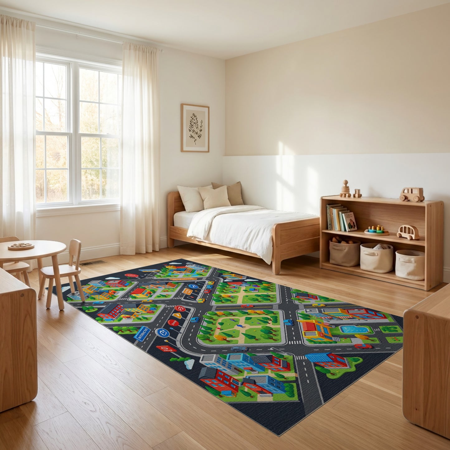 Colorful Isometric Urban Cityscape Rug 2